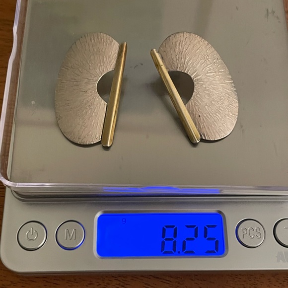 Lonna Keller Sterling Silver w/Gold Brass Post Earrings - Picture 8 of 8